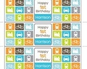 PRINTABLE Personalized Water Bottle Labels / Transportation theme