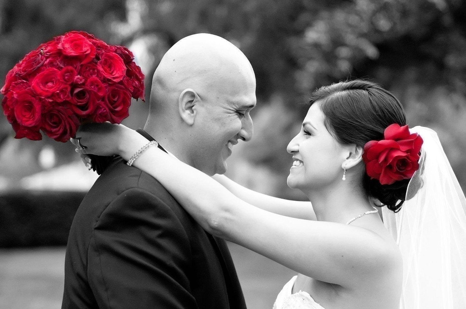 Stylish Deep Red Rose Wedding Veil Flower Hair Clip Fascinator