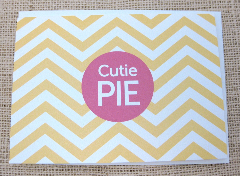 New Baby Girl, Cutie Pie, Chevron, Yellow, Pink, Congrats on New Baby, Card