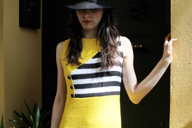 Yellow Dress with Black Stripes, Handmade: Maya, Summer Collection