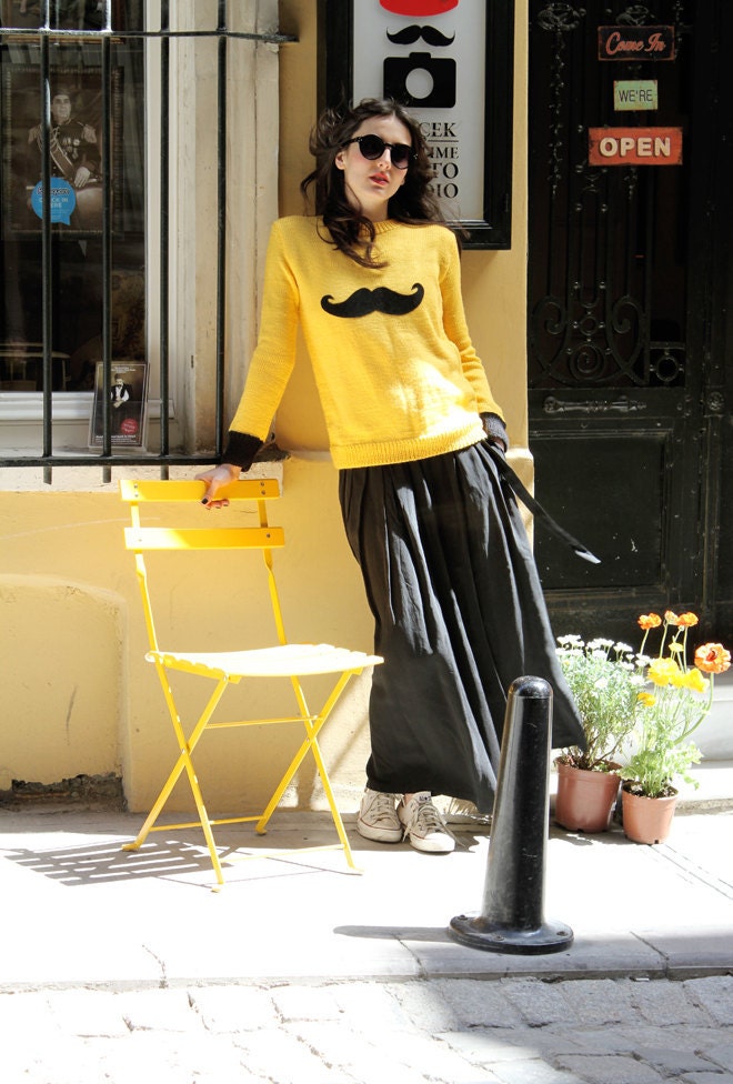 Moustache Sweater Yellow, Handmade: Mousty, Summer Collection