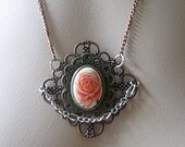 Filigree Necklace with Vintage Rose Cameo