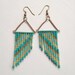 Teal, Turquoise and, Tan 70's Inspired Beaded Earrings