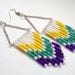 Purple Teal and Yellow Beaded Earrings
