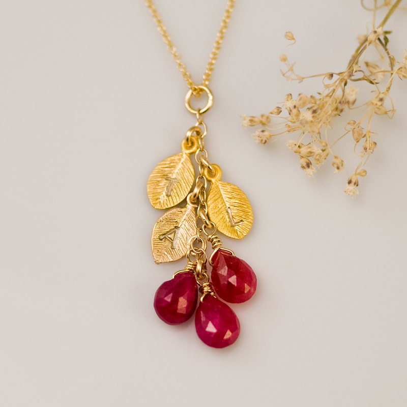 Mother's Day Gift - OOAK - Birthstone Cascade Necklace - Custom Initial Jewelry - Personalized Birthstone Necklace - Personalized necklace-