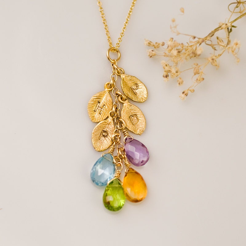 Personalized Birthstone Cascade Necklace - Custom Initial Jewelry - OOAK - Personalized necklace