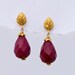 Large Ruby Quatz Drops and 22K Gold Vermeil Earrings - Mother's Day Gift