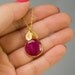 July Birthstone - Personalized - Red Ruby Necklace - Personalized Jewelry - Custom Stamp Initials
