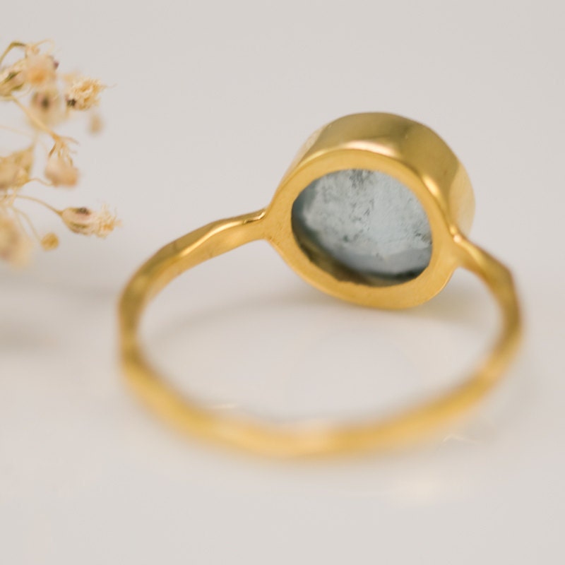 Aquamarine ring - March Birthstone Ring - Gemstone Ring - Bezel Set ring - Stackable ring - Gold ring - Mother's Day Gift