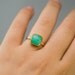 CLEARANCE - Chrysoprase Ring with natural black inclusions - Gemstone Ring - Gold Ring - Bezel Ring - Stackable Ring