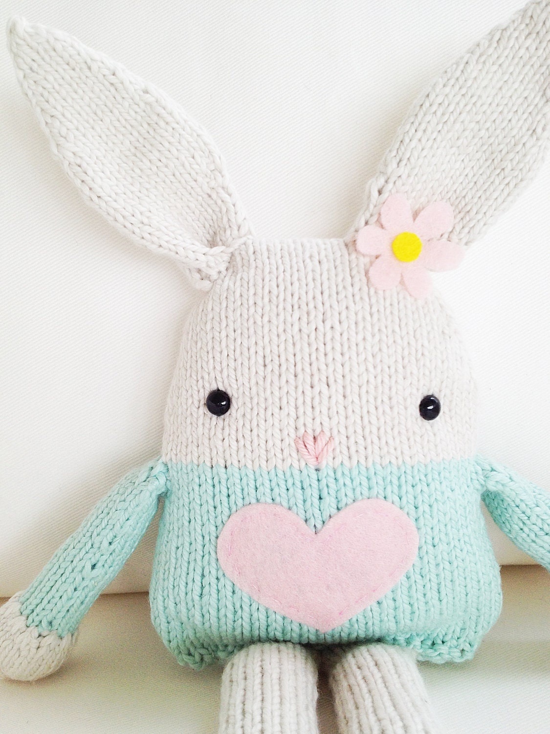 Bunny Knitting Pattern - Toy Easter Bunny Softie Pattern - PDF