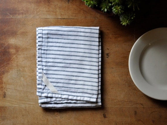 DISH TOWEL - linen black stripe