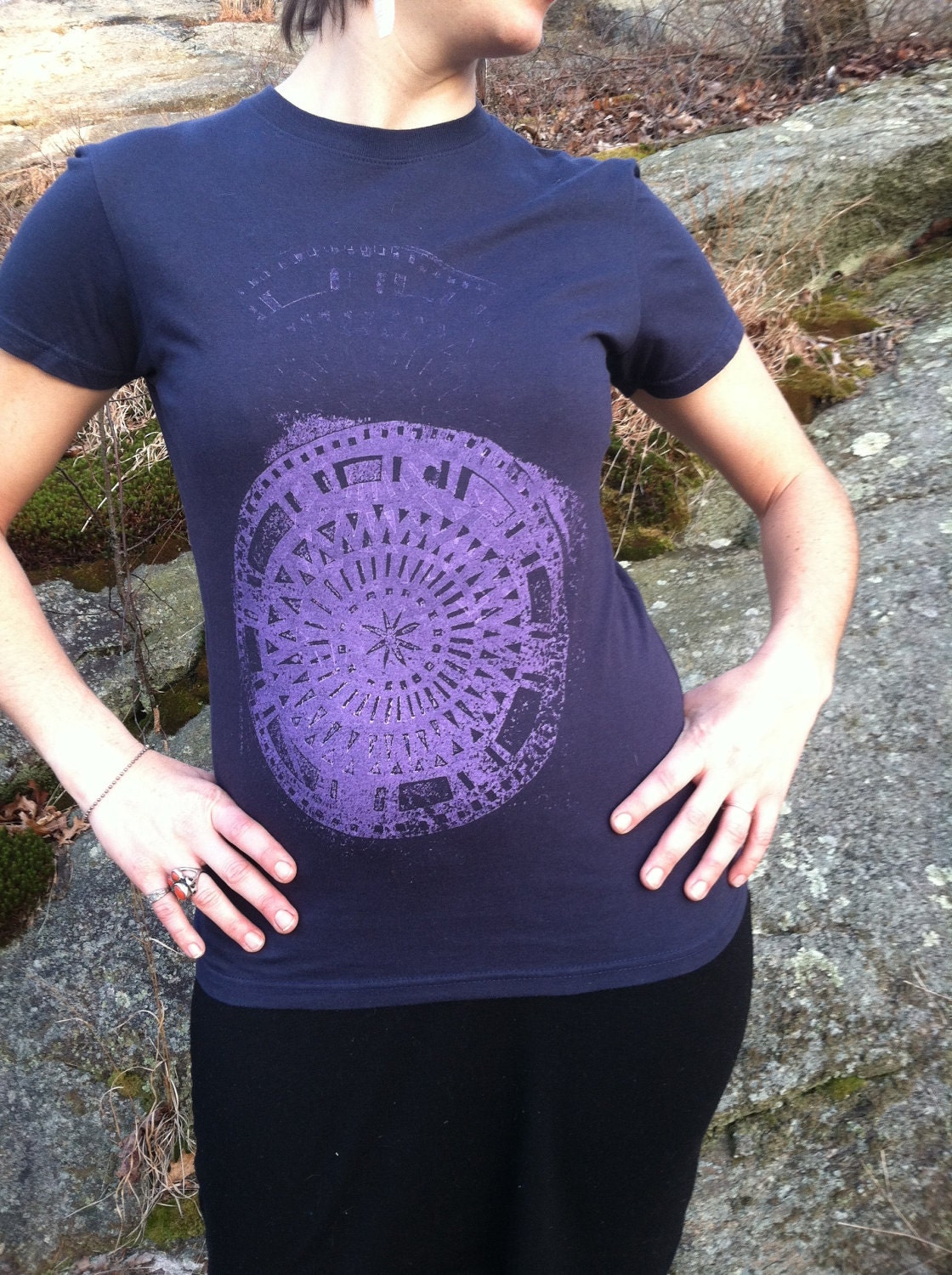 Organic Cotton Hand Drawn Mandala Printed Tee Shirt  xs/small