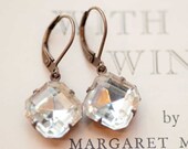 Clear crystal dainty jewelry estate style vintage earrings - Hepburn