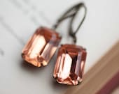 Peach Earrings Vintage Earrings Upcycled Jewelry Wedding Earrings Estate Style Peach Pink Jewelry - NotOneSparrow