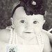Baby Headband- Black Silk Flower with Rhinestone Center on Black Elastic Headband