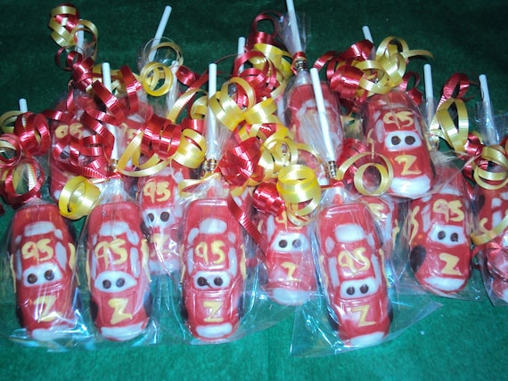 12 Disney Cars Lightning McQueen Chocolate Lollipop Favor Il_570xn