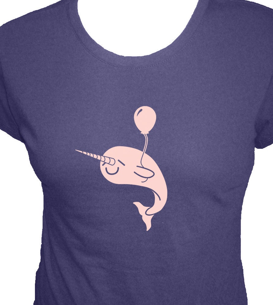 Womens Organic Shirt - Narwhal Unicorn of the Sea - 4 Colors Available - Organic Bamboo and Cotton T Shirt - Gift Friendly