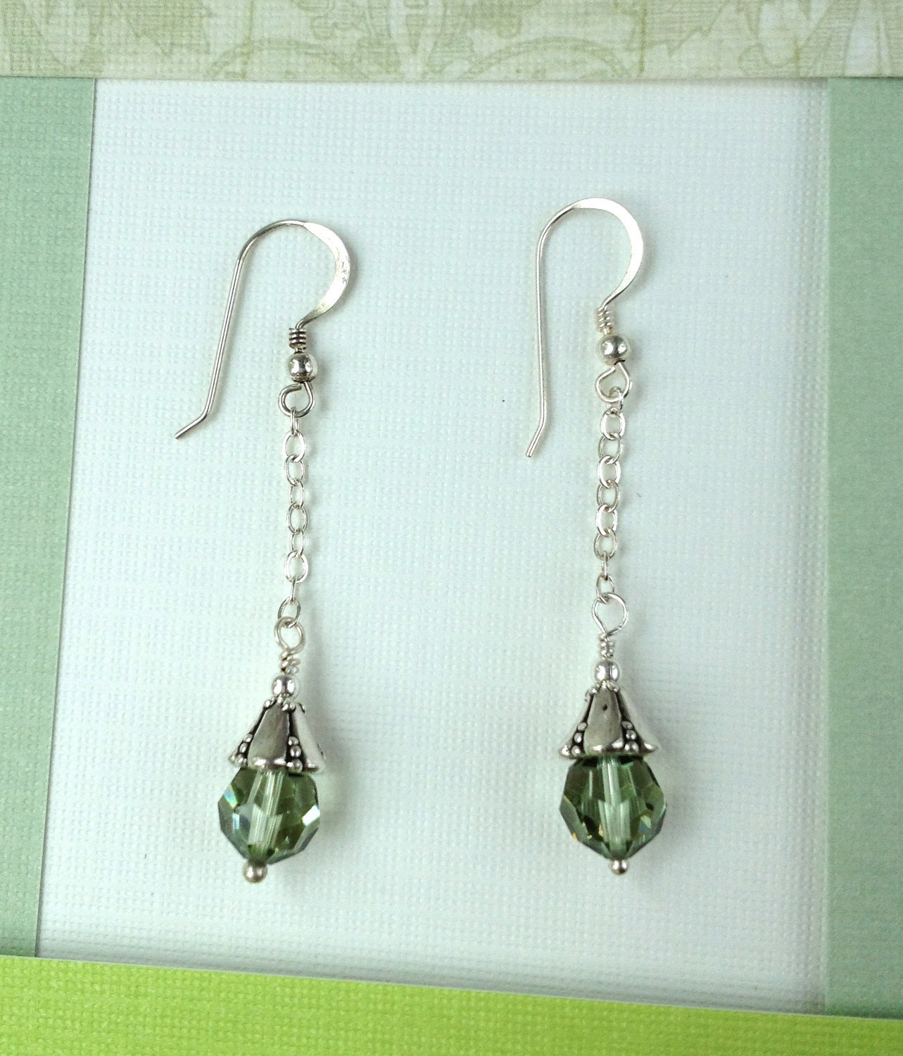 Bridesmaids gift - Swarovski round crystal and sterling silver chain dangle earrings
