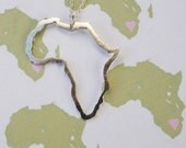 outline of Africa African Necklace Continent Pendant handmade sterling silver by Lola&Cash