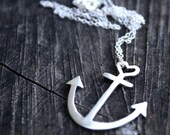 anchor necklace sterling silver anchor pendant with heart detail delicate nautical jewelry