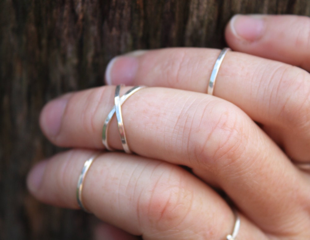 thin sterling silver first knuckle rings set of three tiny delicate stackable rings for above knuckle
