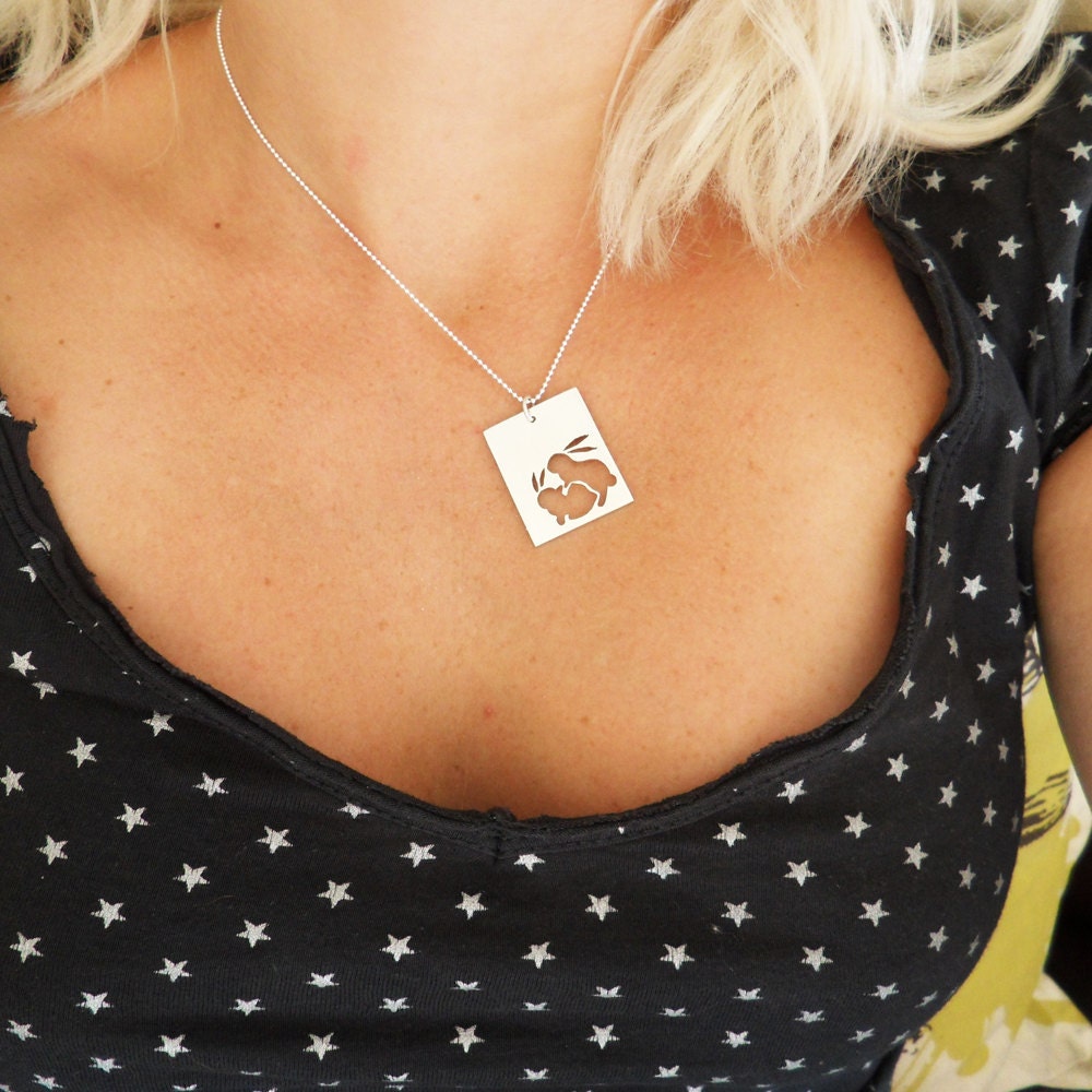bad mannered bunnies pendant bunny necklace shagging bunnies hedgehog necklace