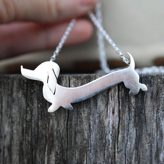 Dachshund Pendant Wiener Dog Jewelry Daschund Necklace Sausauge Dog Love by Lola&Cash