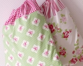 Retro Laundry Bag. Lingerie Bag. Large. Red Gingham and Roseprint green. europeanstreetteam. LAST ONE