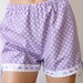 Organic cotton shorts. Polkadot bloomers. Lavender. Size Small. OOAK