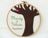 Love tree Embroidery hoop wall art - Customized personalized (names and date) GREAT WEDDING DECOR