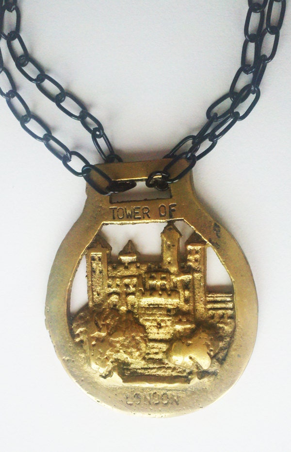 Black chain and brass London Medallion