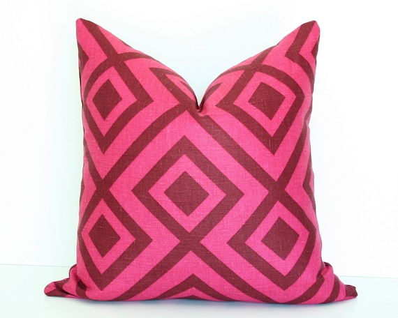 David Hicks La Fiorentina - 17x17 Designer Pillow Cover - Wine & Magenta colorway