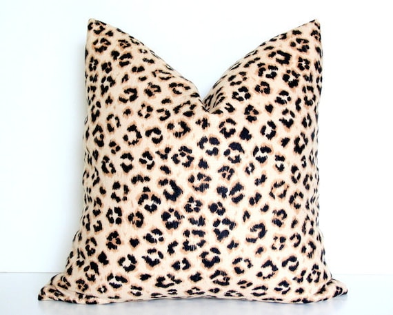 Leopard Print Linen Blend 17" Pillow Cover