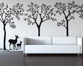 Wall Decal - Urban Forest decal removable matte wall stickers 90" x 187 1/2"  Tree Wall Decals
