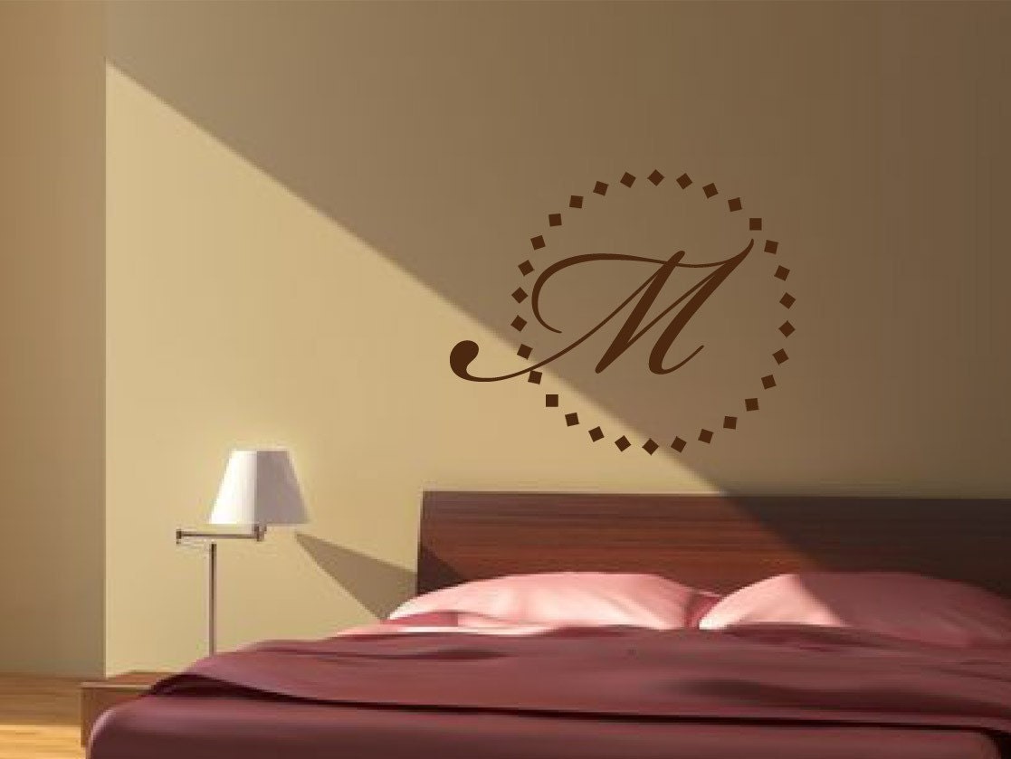 SALE Special offer. Monogram initial circle wall decal.Home decor family wall lettering 21"x21"