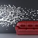Tree Decal blowing in the wind flying leaves. Mural Removable vinyl Decal 77"x170" wall sticker