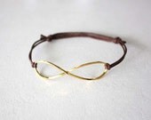 Infinity Bracelet or Anklet, Eternity Bracelet, Gold Infinity, Brass Infinity, Large Infinity Bracelet, Waxed Cotton Cord