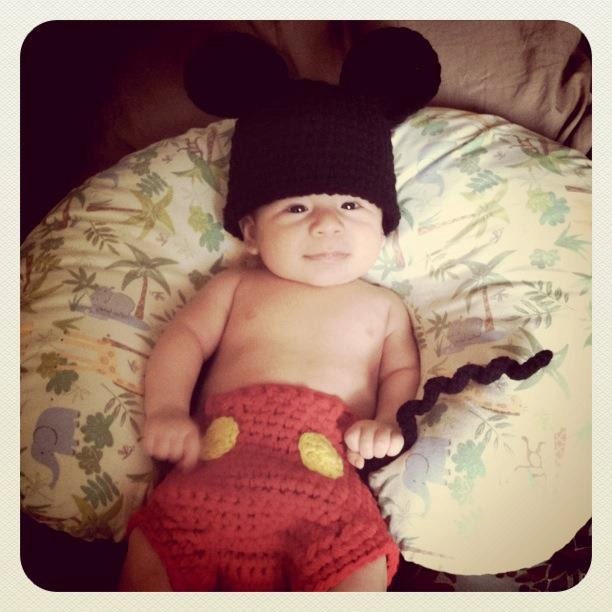 Mickey Mouse NB photo prop, beanie, diaper cover, and booties