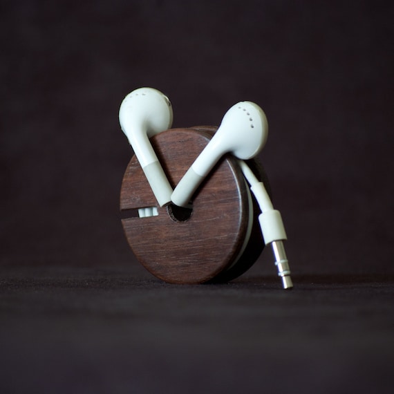 Wood Earbud Holder / Earphone Organizer - East Indian Rosewood