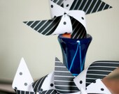 Wedding favor paper goods 12 Mini Pinwheels Black Tie (custom orders welcomed)