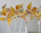 Baby Shower Wedding Shower Pinwheels 12 Mini Pinwheels Yellow Sunrise  (custom orders welcomed)