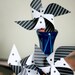 Wedding favor paper goods 12 Mini Pinwheels Black Tie (custom orders welcomed)