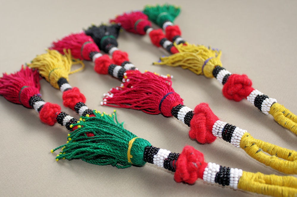 Trio of Bright Vintage Turkoman Tassels