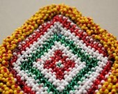 SALE 30% OFF - Tribal Beadwork Patch with Diamond Patterns