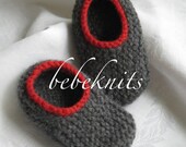 Gray and Red Clog Style Baby Slippers