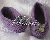 Hand Knit Lavender Baby Ballet Slippers