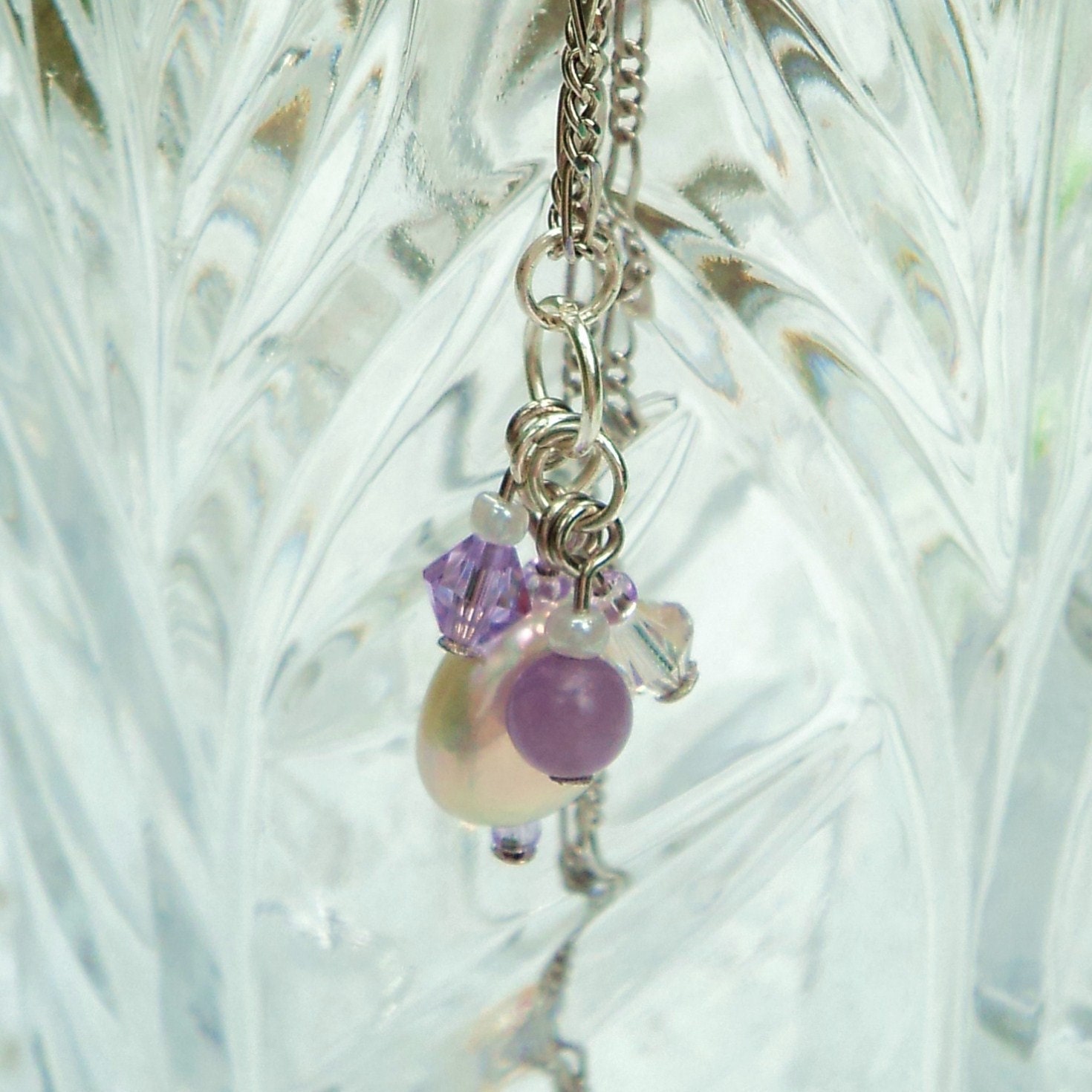 NECKLACE - Paradise in Lavender - Swarovski Crystals, Freshwater Pearl, Amethyst