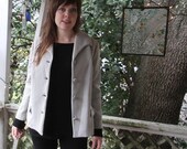 1960s cream and blue pinstripe peacoat or blazer. Large.