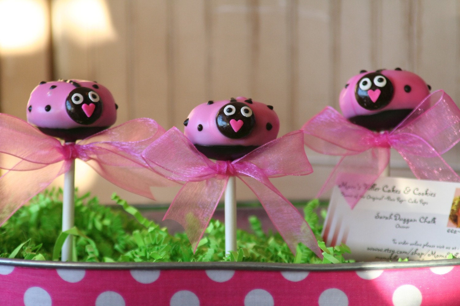 Mom's Killer Cakes & Cookies Own Bubblegum Pink Ladybug Lady Bug Cake Pops Perfect For Easter Southern Living Featured Shop Il_570xn